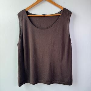 LaFayette 148 Womens 3X Brown 100% Wool Scoop Neck Tank Top Quiet Luxury Office
